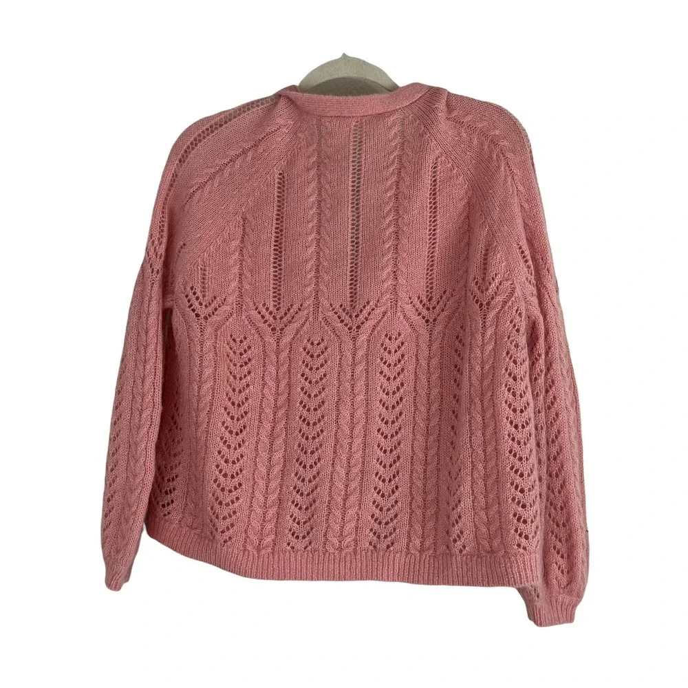 Sezane Augustino Jumper Mohair Knit Cardigan Sweater Peach Rose Size Small